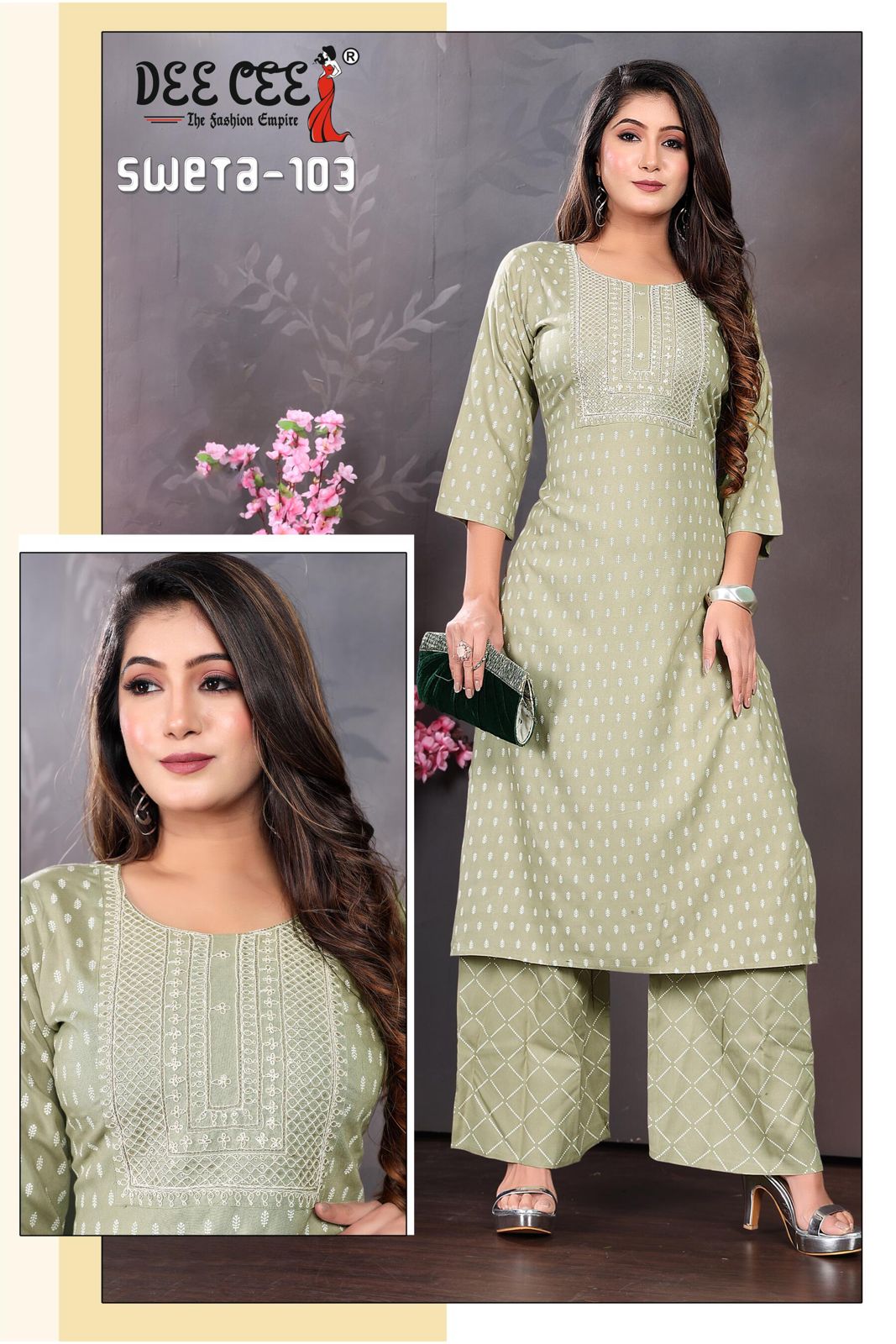 Deecee Sweta Rayon Printed Embroidery Kurti With Bottom Catalog
